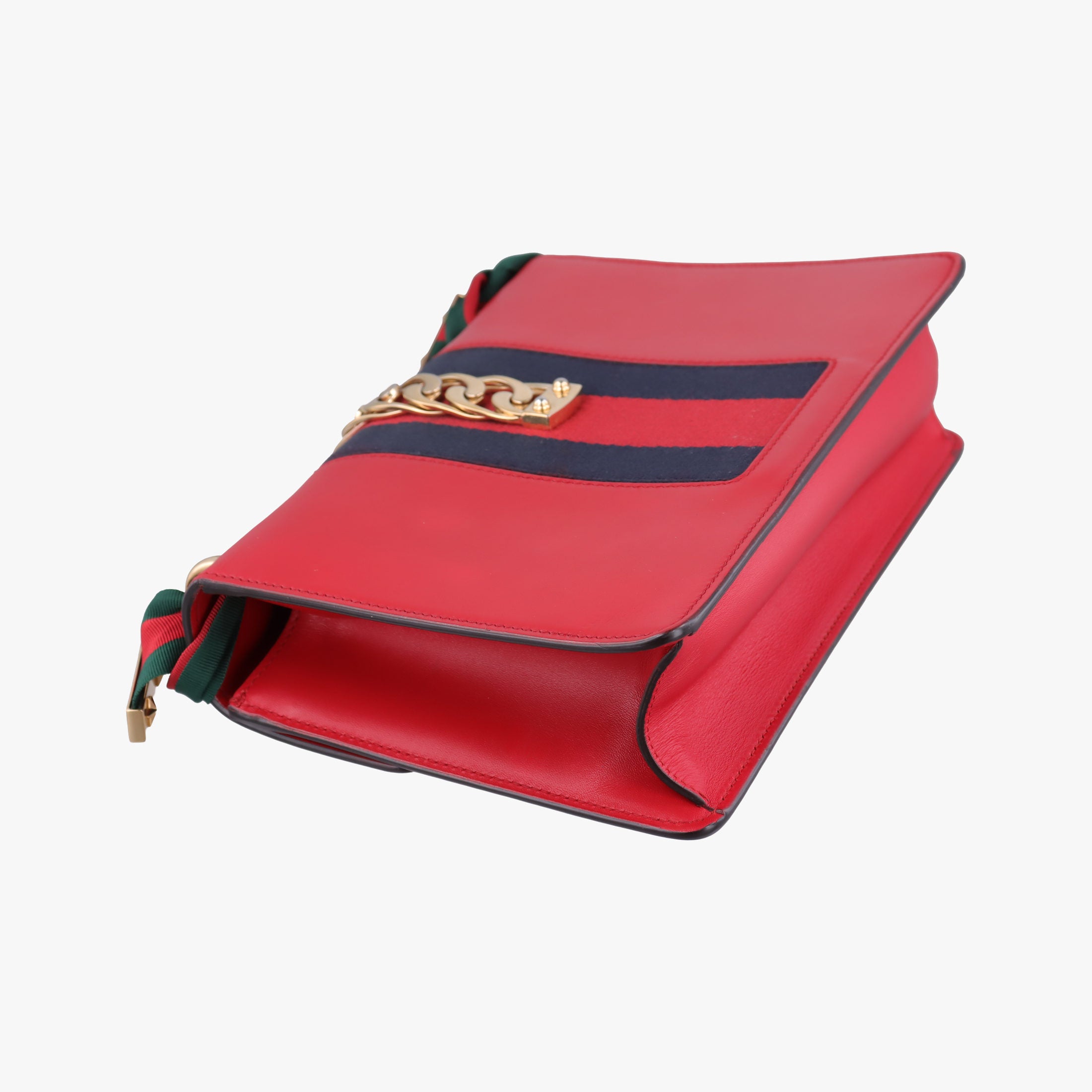 Pre-owned Gucci Sylvie Red×navy Leather 421882 shoulderbag | stylenewstar