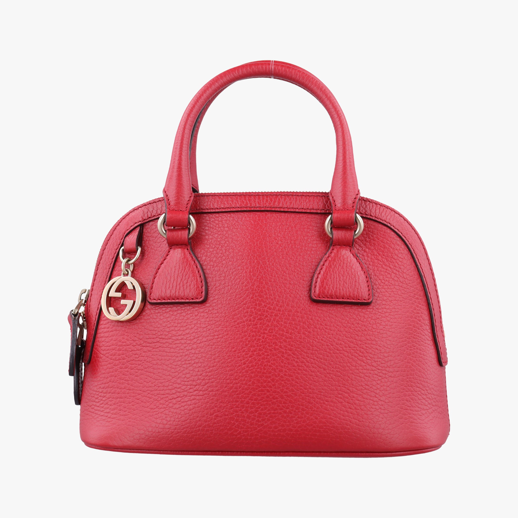 Pre-owned Gucci Interlocking G charm Dome Red Leather 449661 handbag | stylenewstar