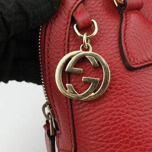 Pre-owned Gucci Interlocking G charm Dome Red Leather 449661 handbag | stylenewstar