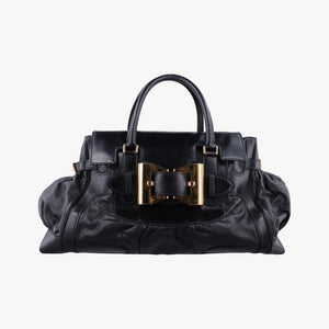 Pre-owned Gucci Dialux Queen Large Black Leather 189881 handbag | stylenewstar