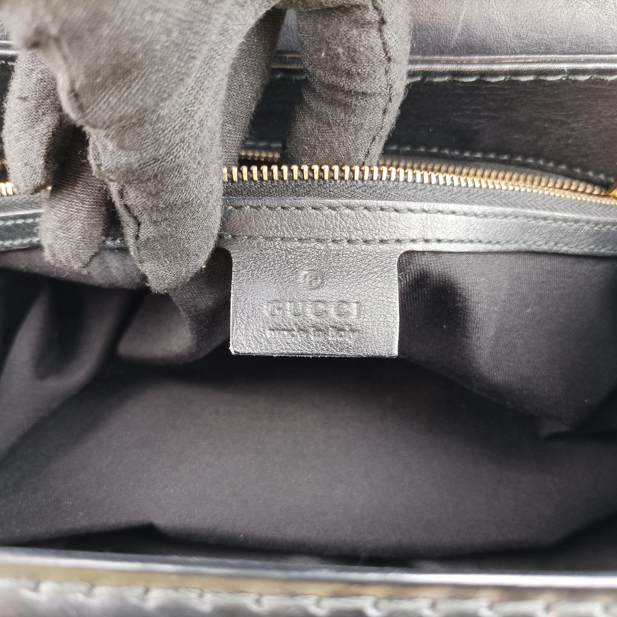 Pre-owned Gucci Dialux Queen Large Black Leather 189881 handbag | stylenewstar
