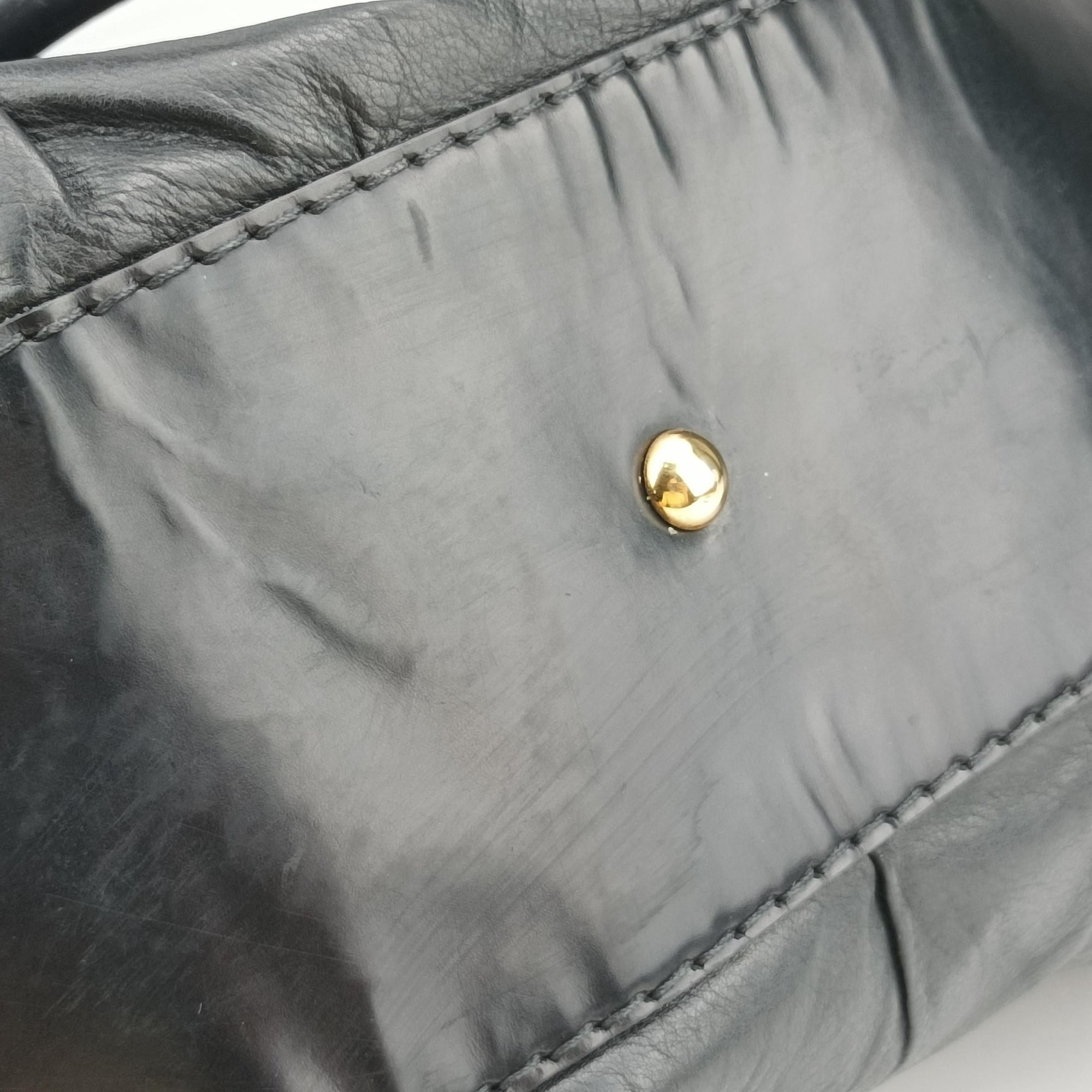 Pre-owned Gucci Dialux Queen Large Black Leather 189881 handbag | stylenewstar