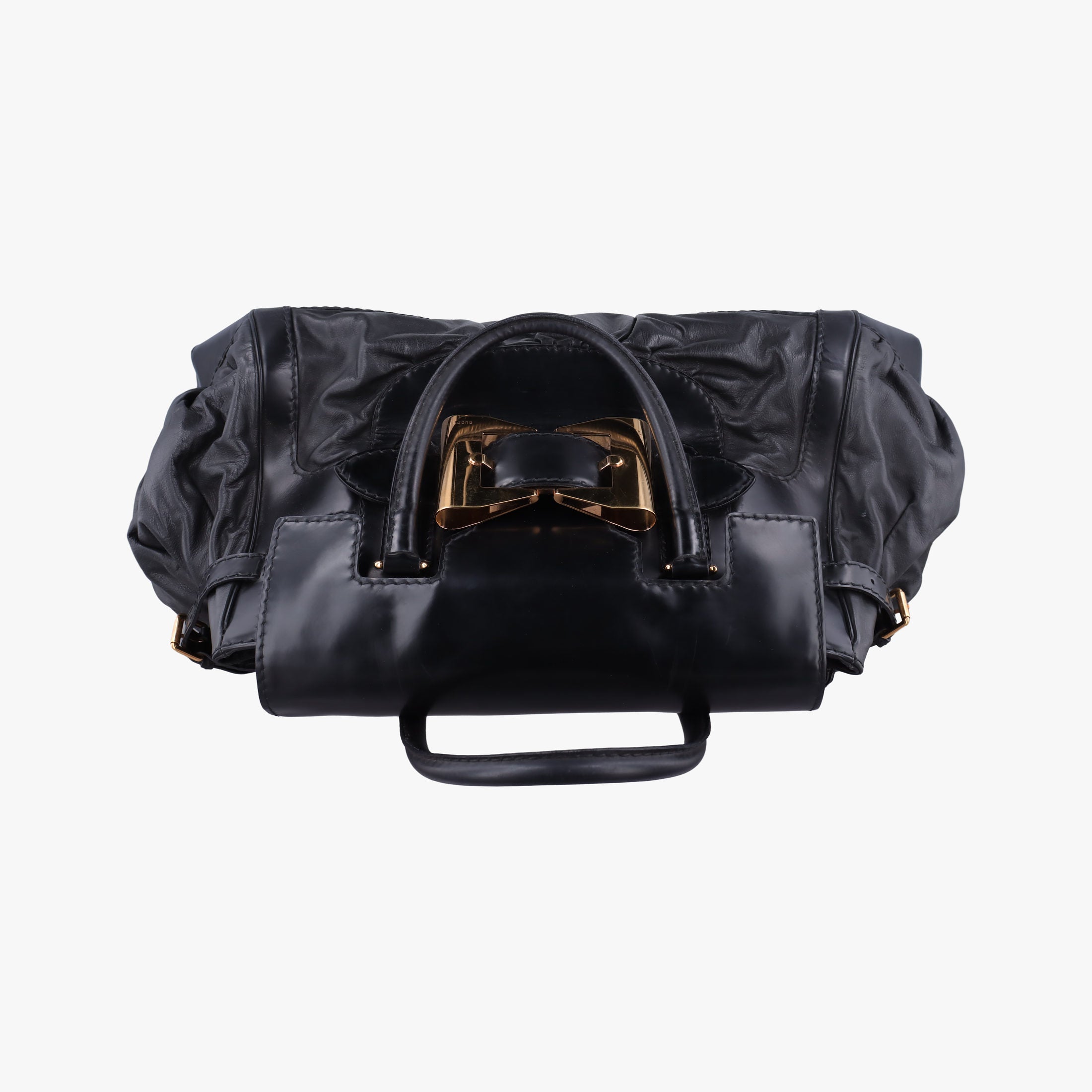 Pre-owned Gucci Dialux Queen Large Black Leather 189881 handbag | stylenewstar