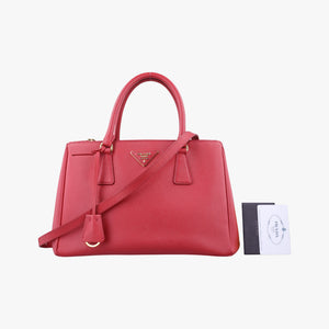 Pre-owned Prada Galleria Red SAFFIANO Leather BN1786 shoulderbag | stylenewstar