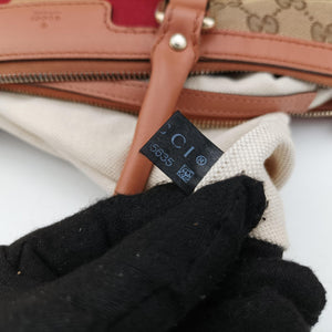 Secondhand Gucci Vintage Web Beige×red×orange Canvas×Leather 257341 handbag | stylenewstar