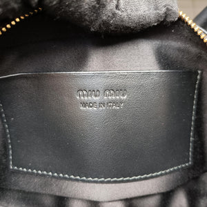 Pre-owned Miu Miu logo Black leather  bum bag/waist bag | stylenewstar