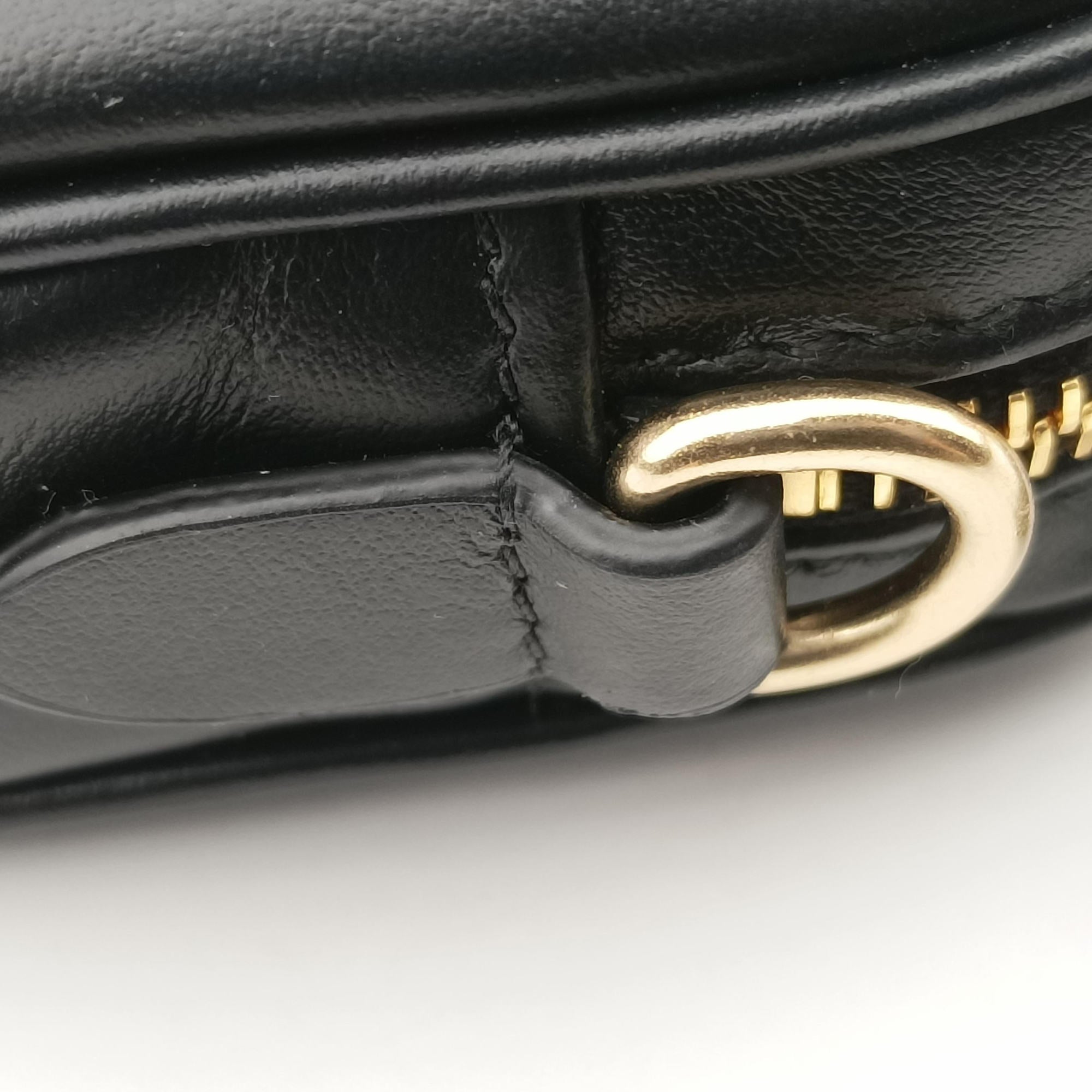 Pre-owned Miu Miu logo Black leather  bum bag/waist bag | stylenewstar