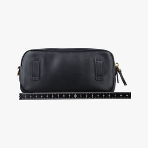 Pre-owned Miu Miu logo Black leather  bum bag/waist bag | stylenewstar