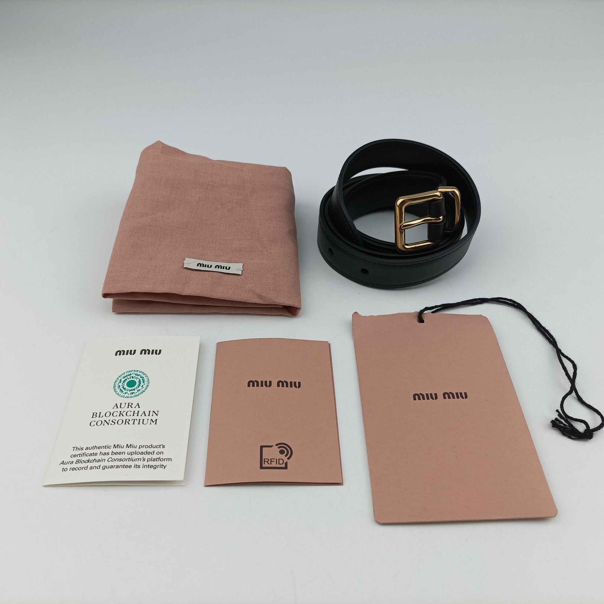 Pre-owned Miu Miu logo Black leather  bum bag/waist bag | stylenewstar