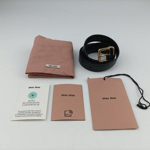 Pre-owned Miu Miu logo Black leather  bum bag/waist bag | stylenewstar