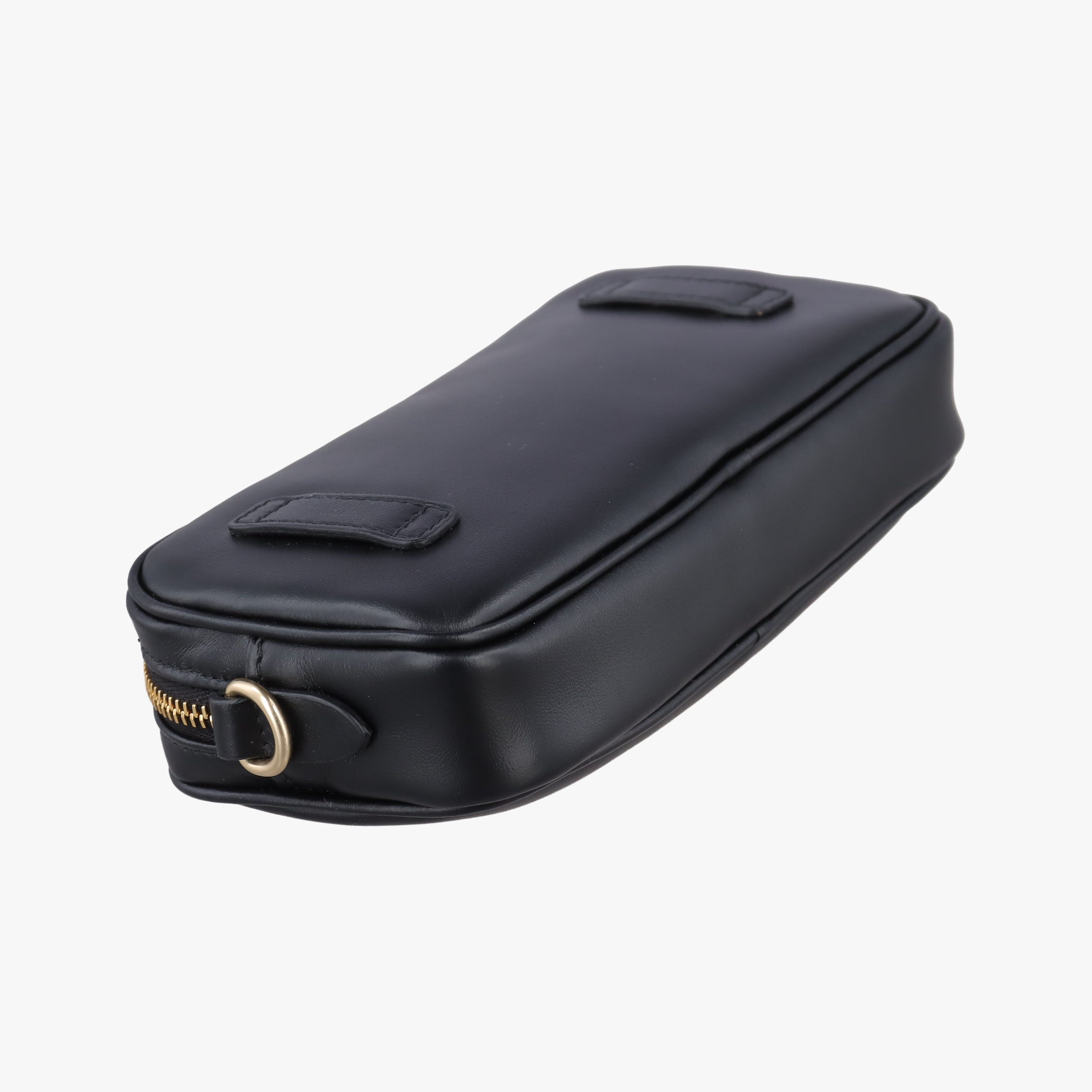 Pre-owned Miu Miu logo Black leather  bum bag/waist bag | stylenewstar