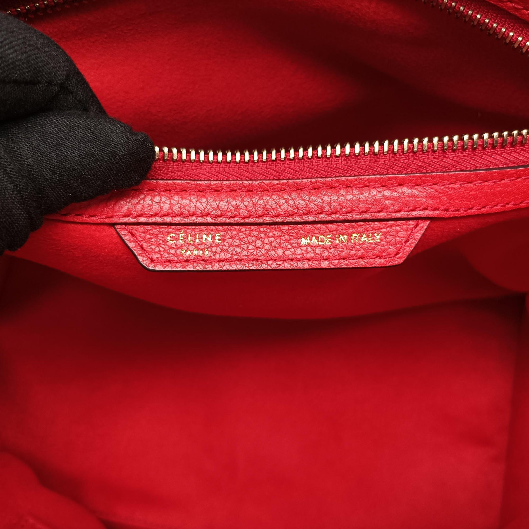 Vintage Celine Luggage Mini Shopper Red Leather  handbag | stylenewstar