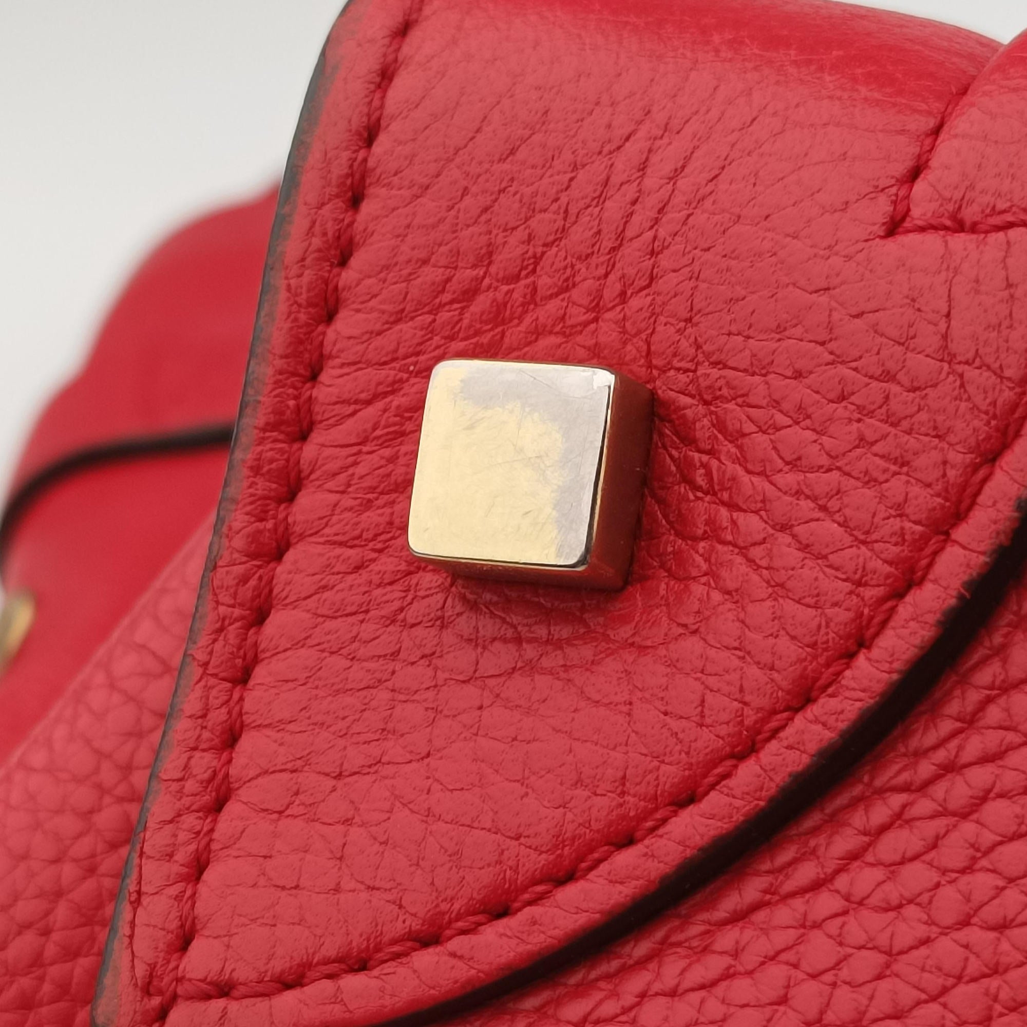 Vintage Celine Luggage Mini Shopper Red Leather  handbag | stylenewstar