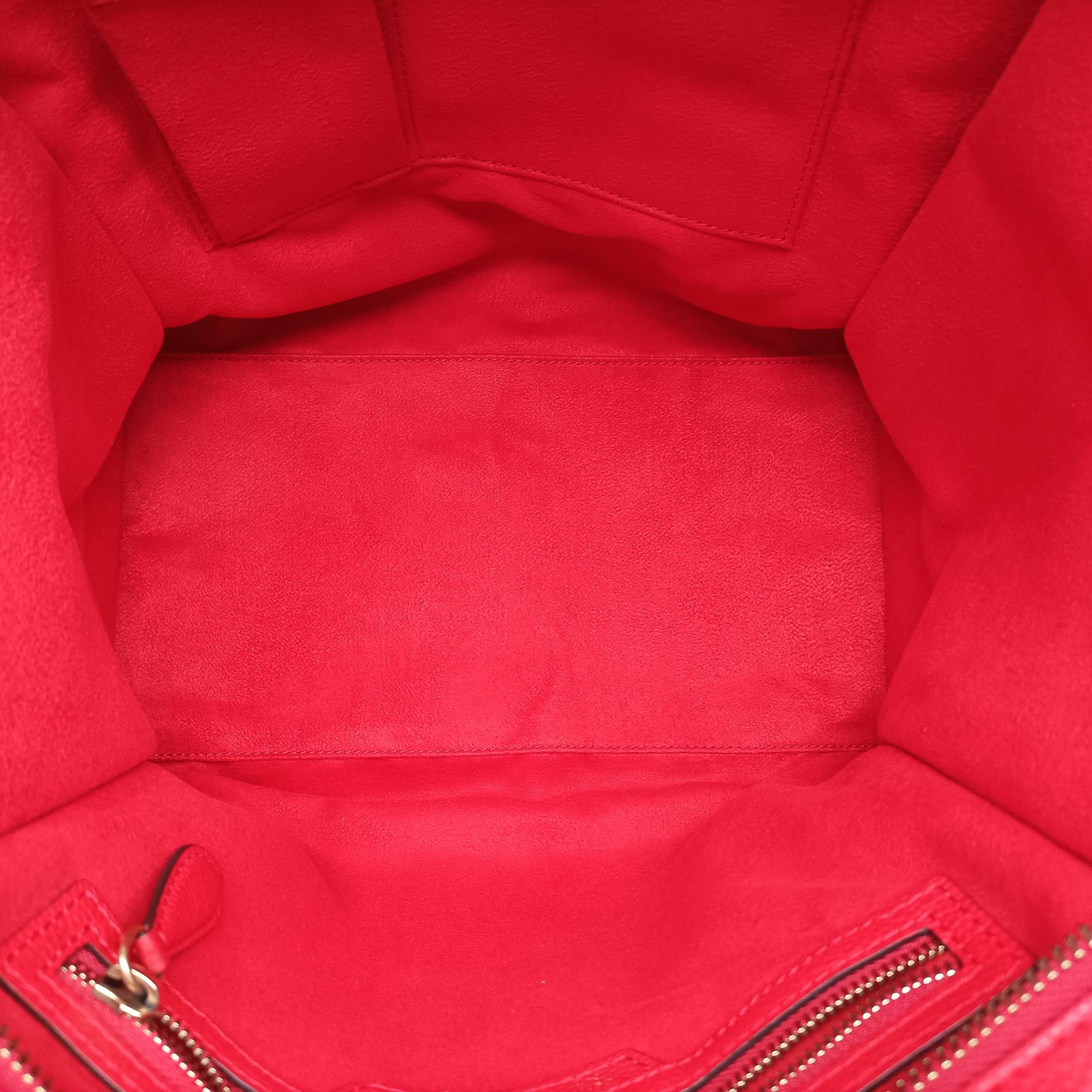 Vintage Celine Luggage Mini Shopper Red Leather  handbag | stylenewstar