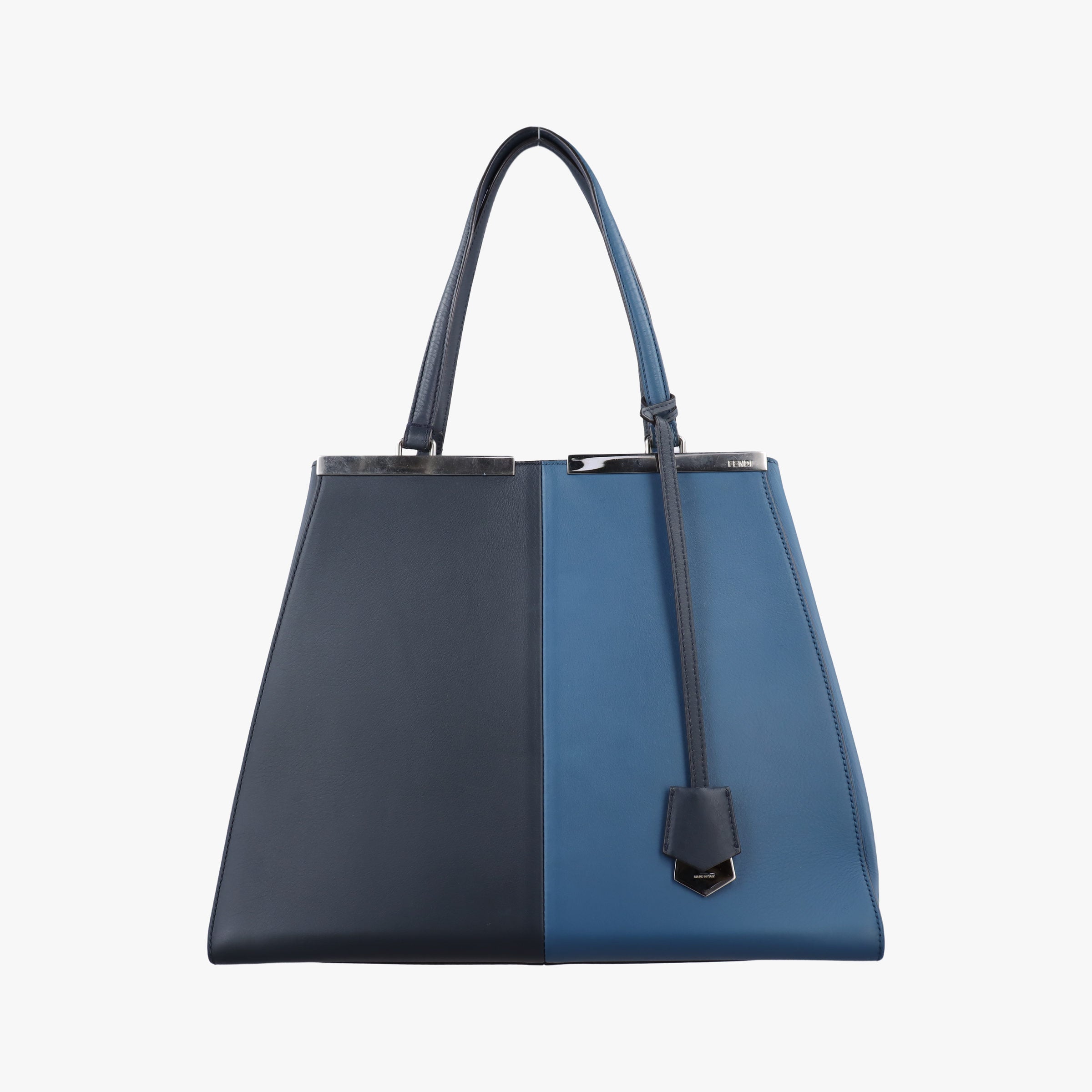 Pre-owned Fendi Troisjours Navy × Blue Leather 8BH272 handbag | stylenewstar