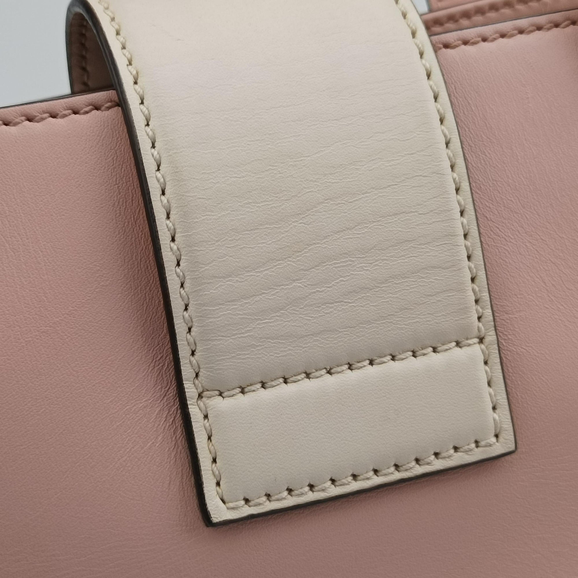 Pre-owned Gucci Nimfair Bamboo Pink x white Leather 453756 shoulderbag | stylenewstar