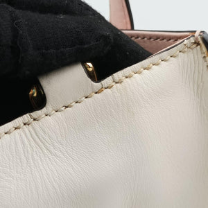 Pre-owned Gucci Nimfair Bamboo Pink x white Leather 453756 shoulderbag | stylenewstar