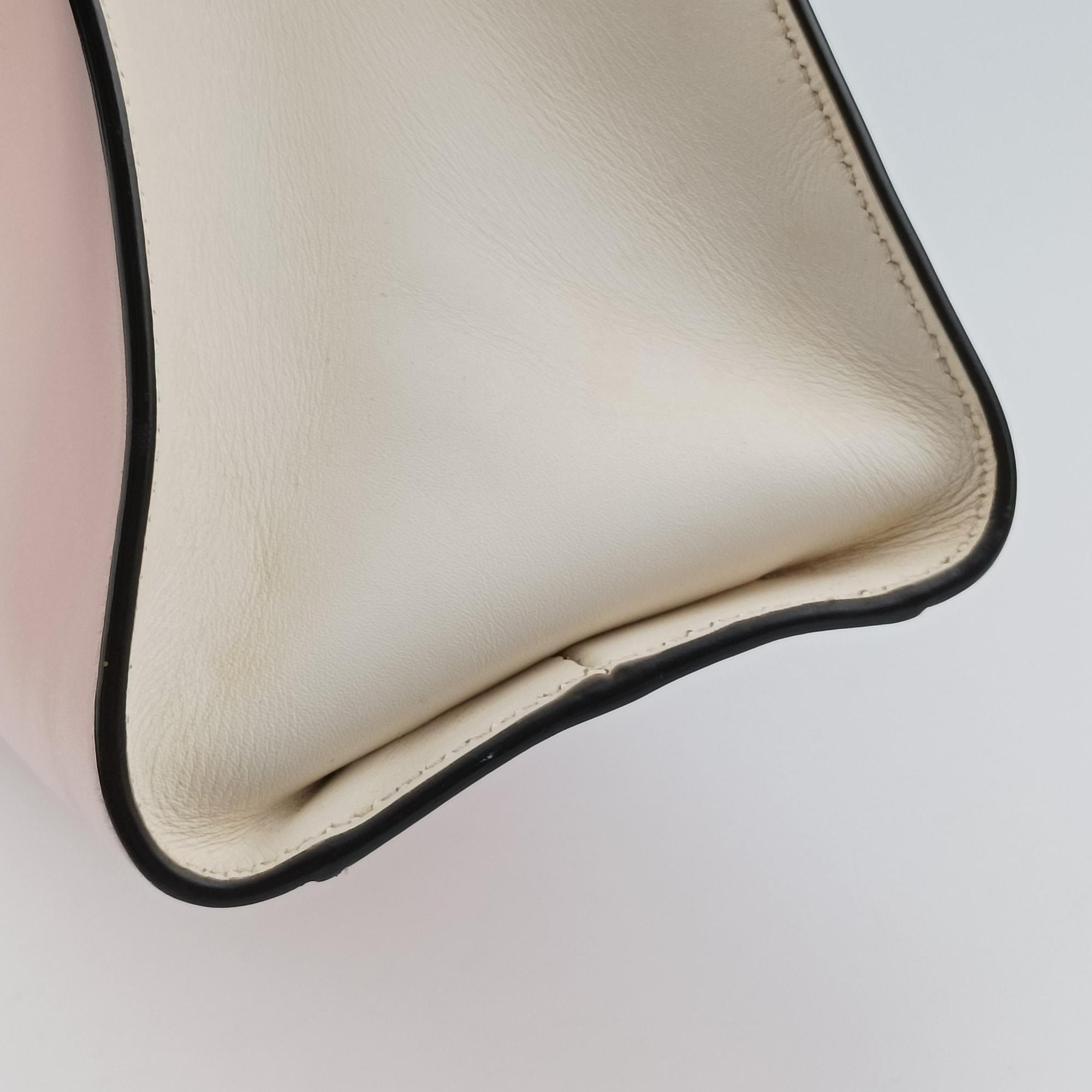 Pre-owned Gucci Nimfair Bamboo Pink x white Leather 453756 shoulderbag | stylenewstar