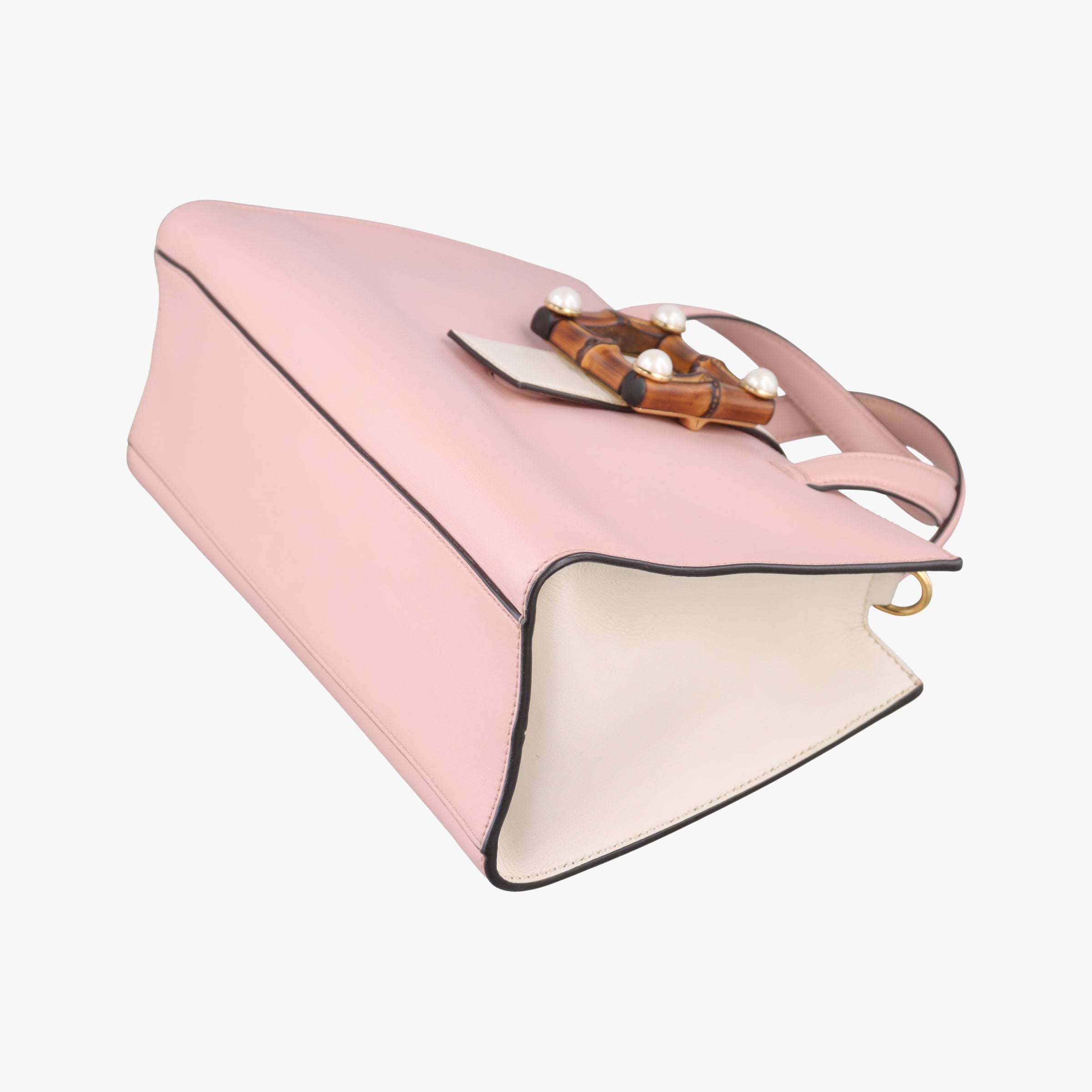 Pre-owned Gucci Nimfair Bamboo Pink x white Leather 453756 shoulderbag | stylenewstar