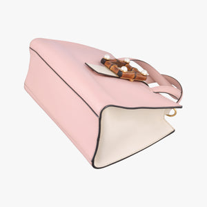 Pre-owned Gucci Nimfair Bamboo Pink x white Leather 453756 shoulderbag | stylenewstar