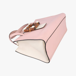 Pre-owned Gucci Nimfair Bamboo Pink x white Leather 453756 shoulderbag | stylenewstar