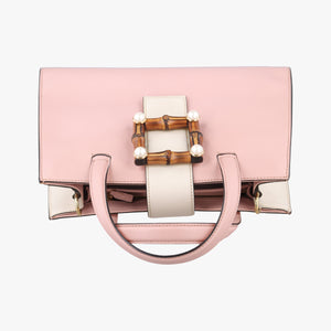 Pre-owned Gucci Nimfair Bamboo Pink x white Leather 453756 shoulderbag | stylenewstar