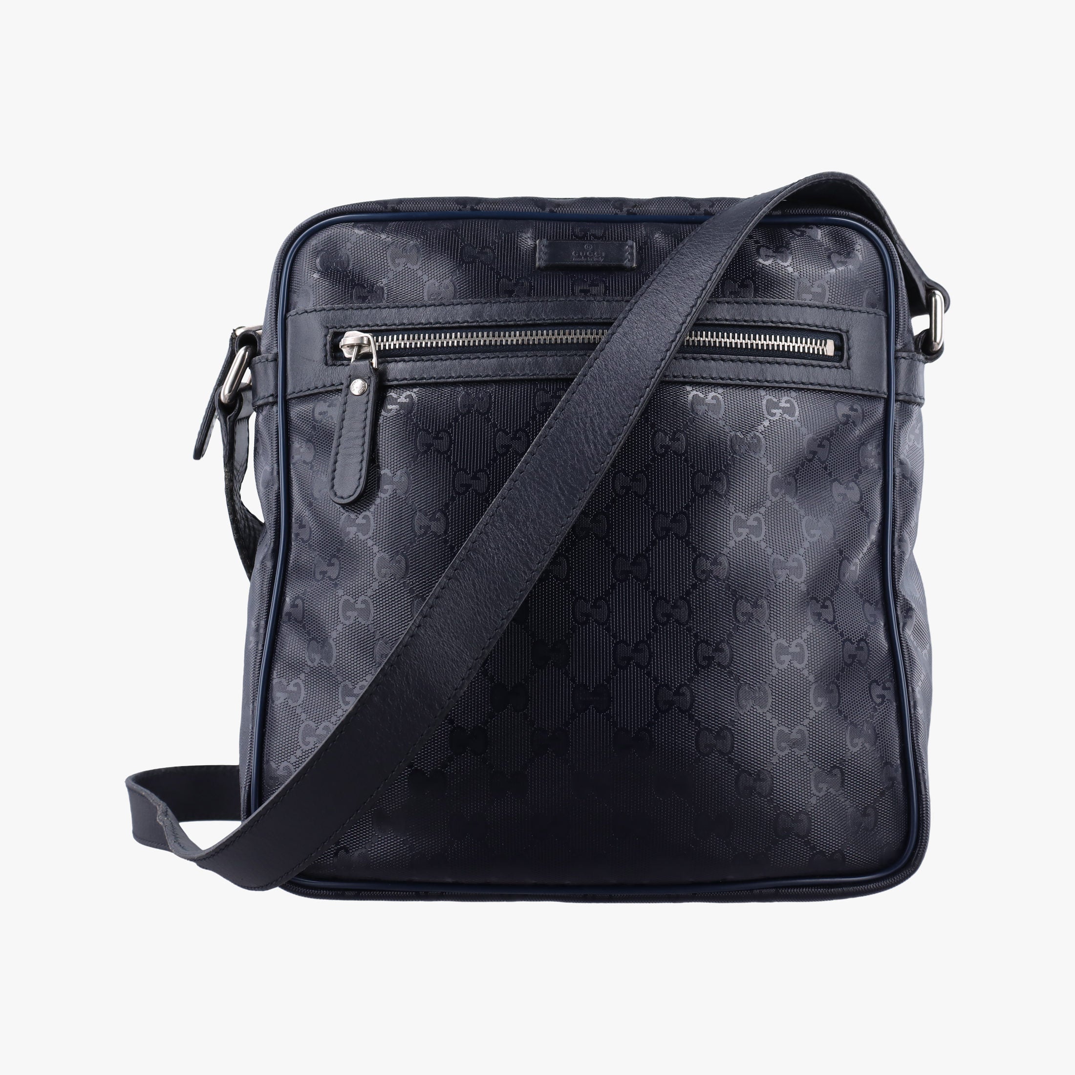 Pre-owned Gucci GG Imprime Messenger Navy PVC coated canvas 201448 shoulderbag | stylenewstar
