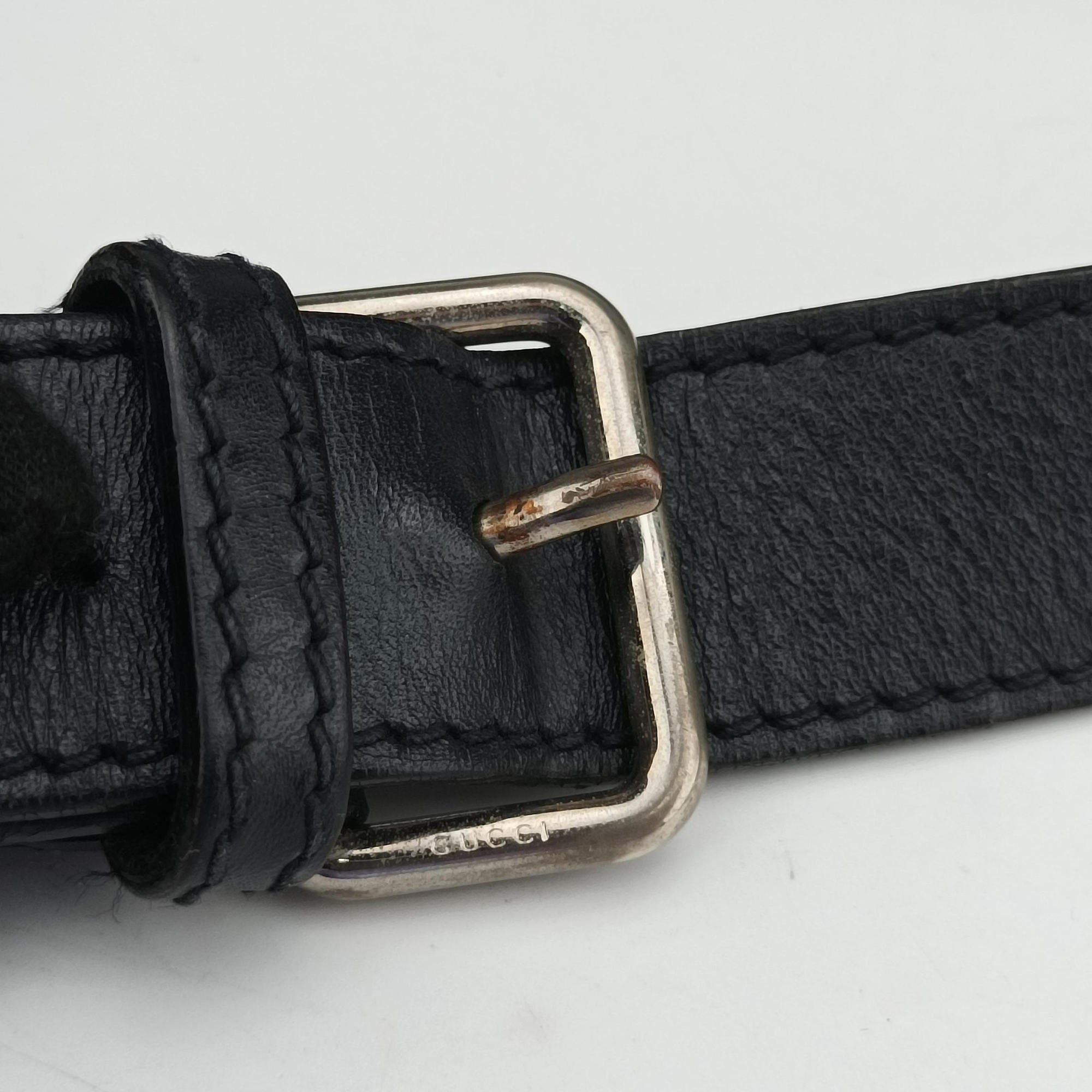 Pre-owned Gucci GG Imprime Messenger Navy PVC coated canvas 201448 shoulderbag | stylenewstar
