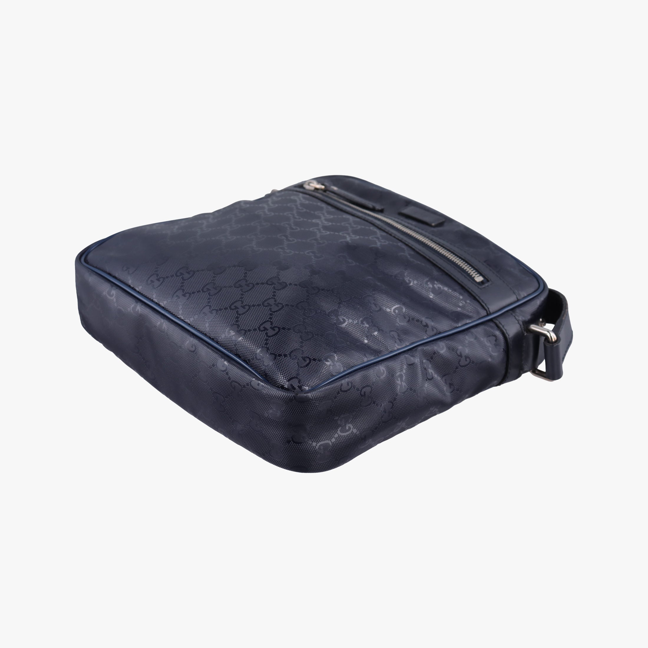 Pre-owned Gucci GG Imprime Messenger Navy PVC coated canvas 201448 shoulderbag | stylenewstar