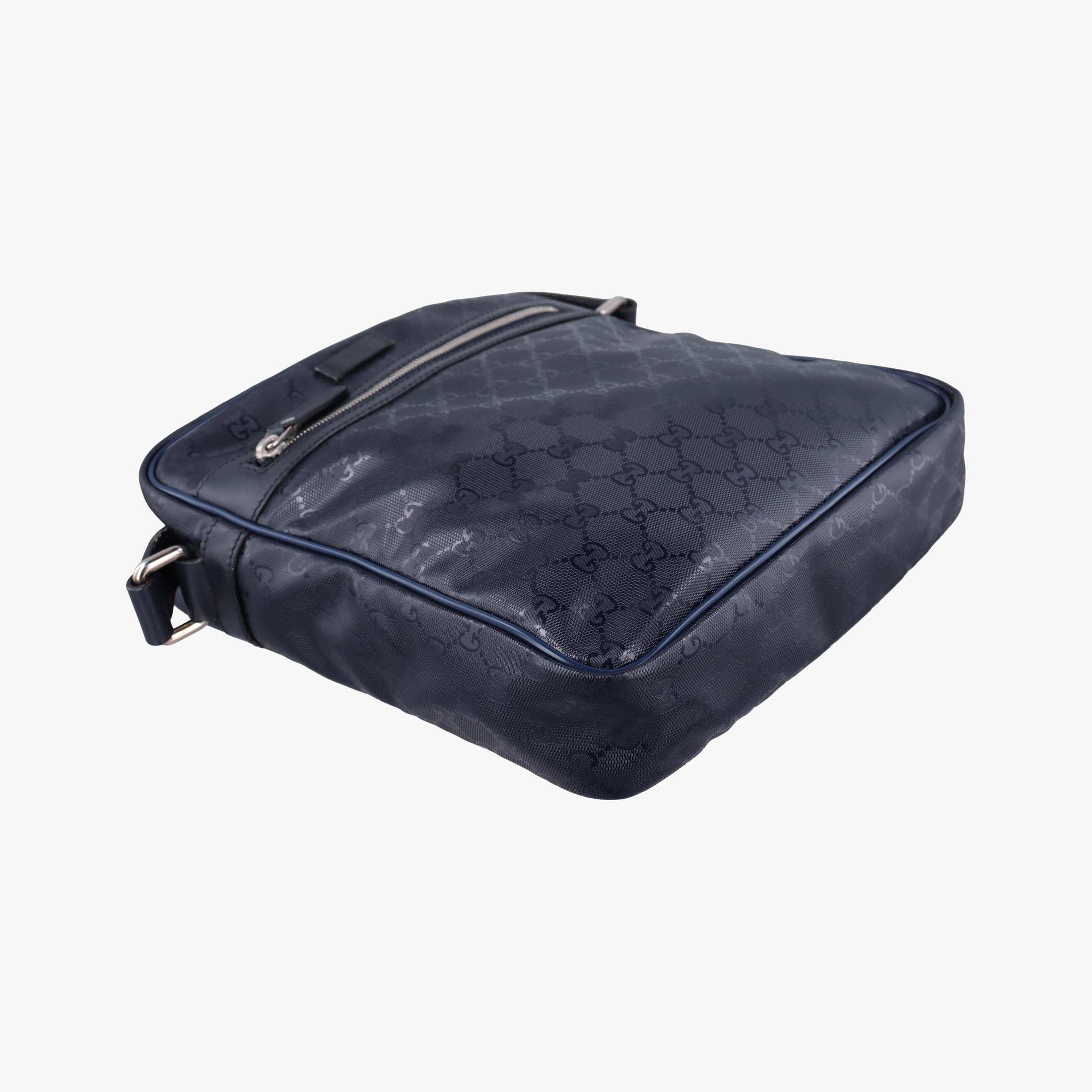 Pre-owned Gucci GG Imprime Messenger Navy PVC coated canvas 201448 shoulderbag | stylenewstar