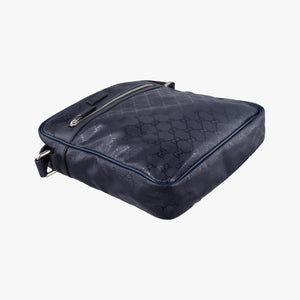 Pre-owned Gucci GG Imprime Messenger Navy PVC coated canvas 201448 shoulderbag | stylenewstar