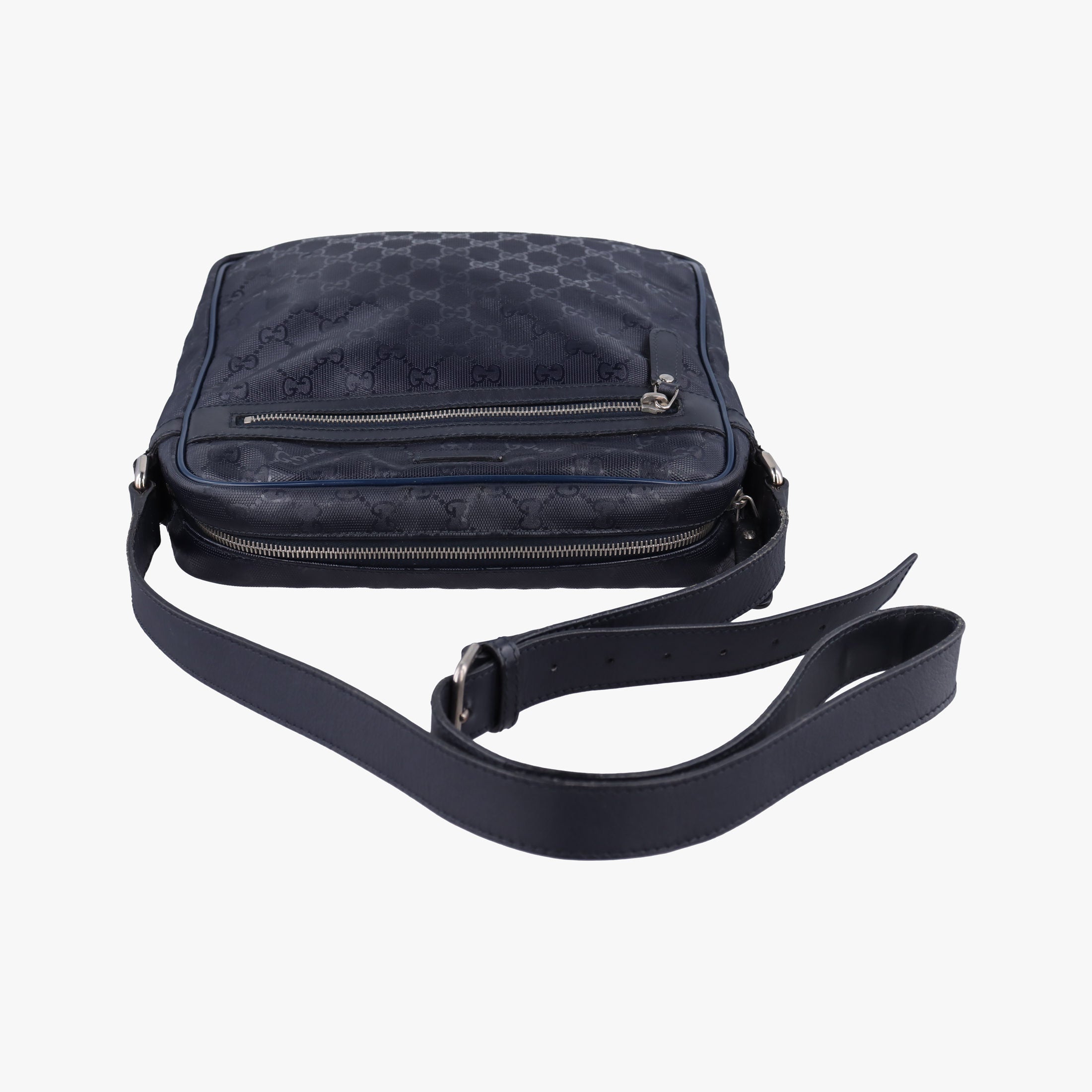 Pre-owned Gucci GG Imprime Messenger Navy PVC coated canvas 201448 shoulderbag | stylenewstar