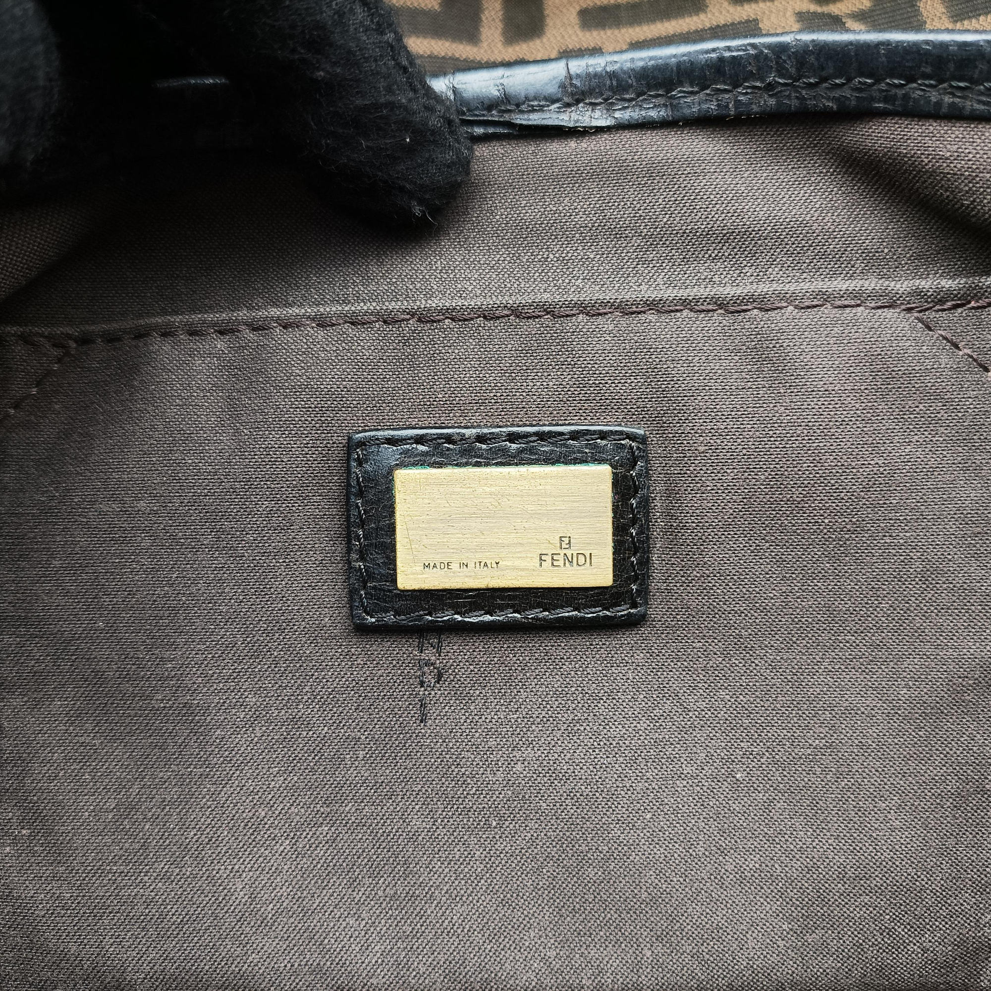 Pre-owned Fendi B bag zucca Brown×Black Canvas×Leather 8BR551 shoulderbag | stylenewstar
