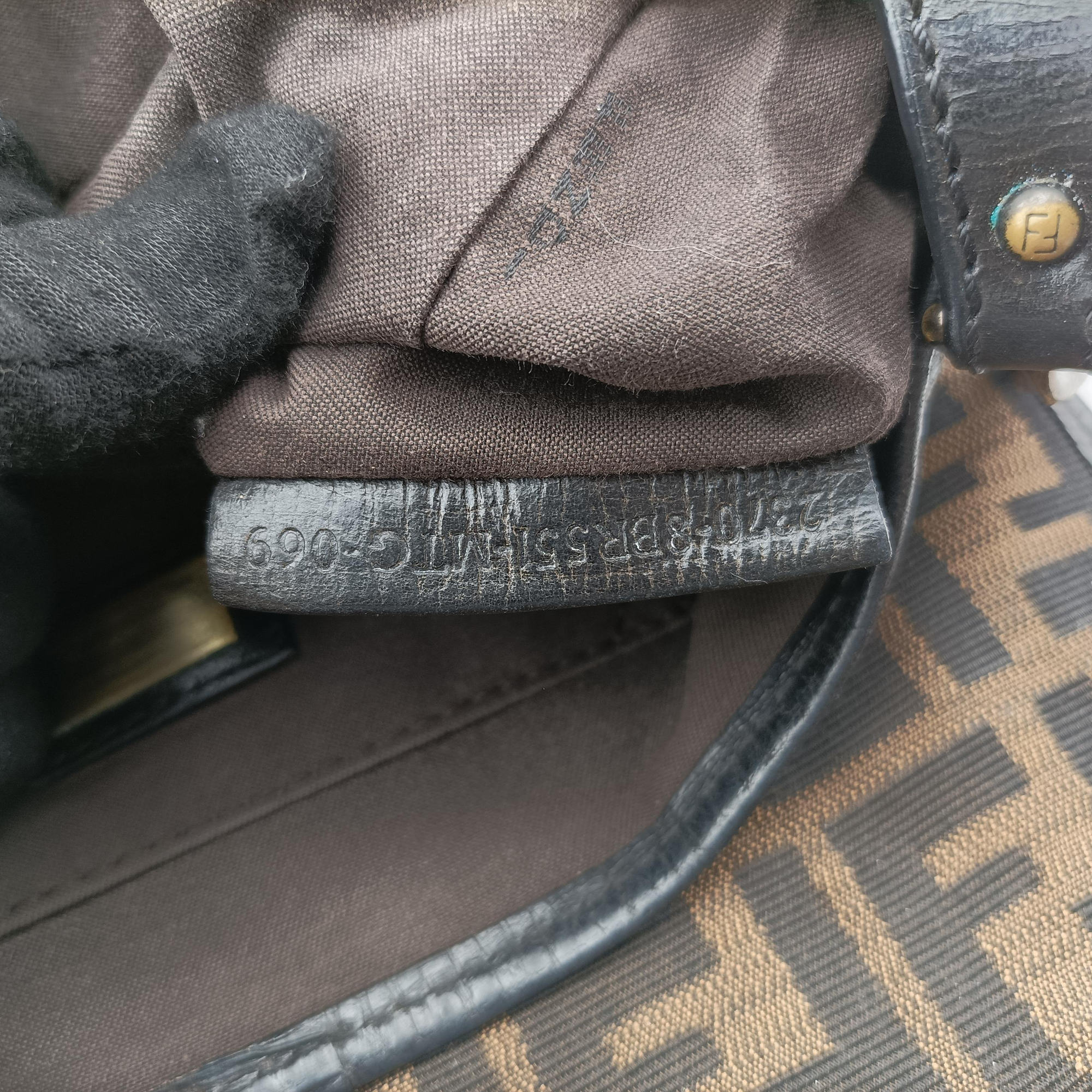 Pre-owned Fendi B bag zucca Brown×Black Canvas×Leather 8BR551 shoulderbag | stylenewstar