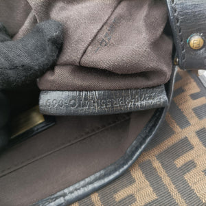Pre-owned Fendi B bag zucca Brown×Black Canvas×Leather 8BR551 shoulderbag | stylenewstar