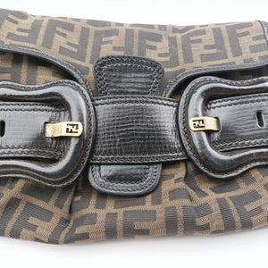 Pre-owned Fendi B bag zucca Brown×Black Canvas×Leather 8BR551 shoulderbag | stylenewstar
