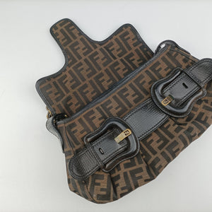 Pre-owned Fendi B bag zucca Brown×Black Canvas×Leather 8BR551 shoulderbag | stylenewstar