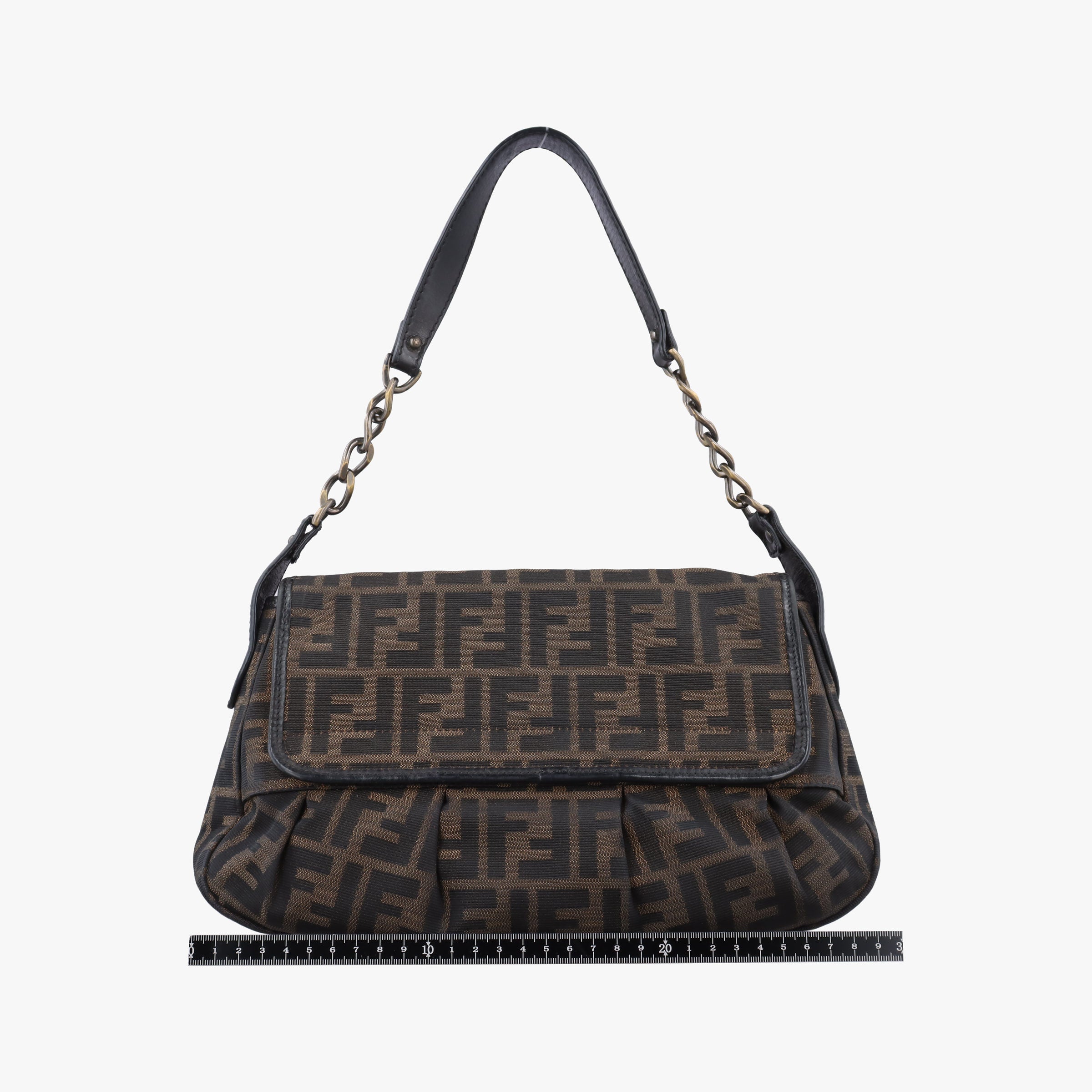 Pre-owned Fendi B bag zucca Brown×Black Canvas×Leather 8BR551 shoulderbag | stylenewstar