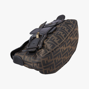 Pre-owned Fendi B bag zucca Brown×Black Canvas×Leather 8BR551 shoulderbag | stylenewstar