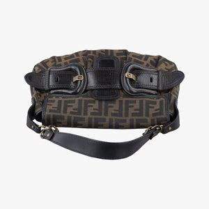 Pre-owned Fendi B bag zucca Brown×Black Canvas×Leather 8BR551 shoulderbag | stylenewstar