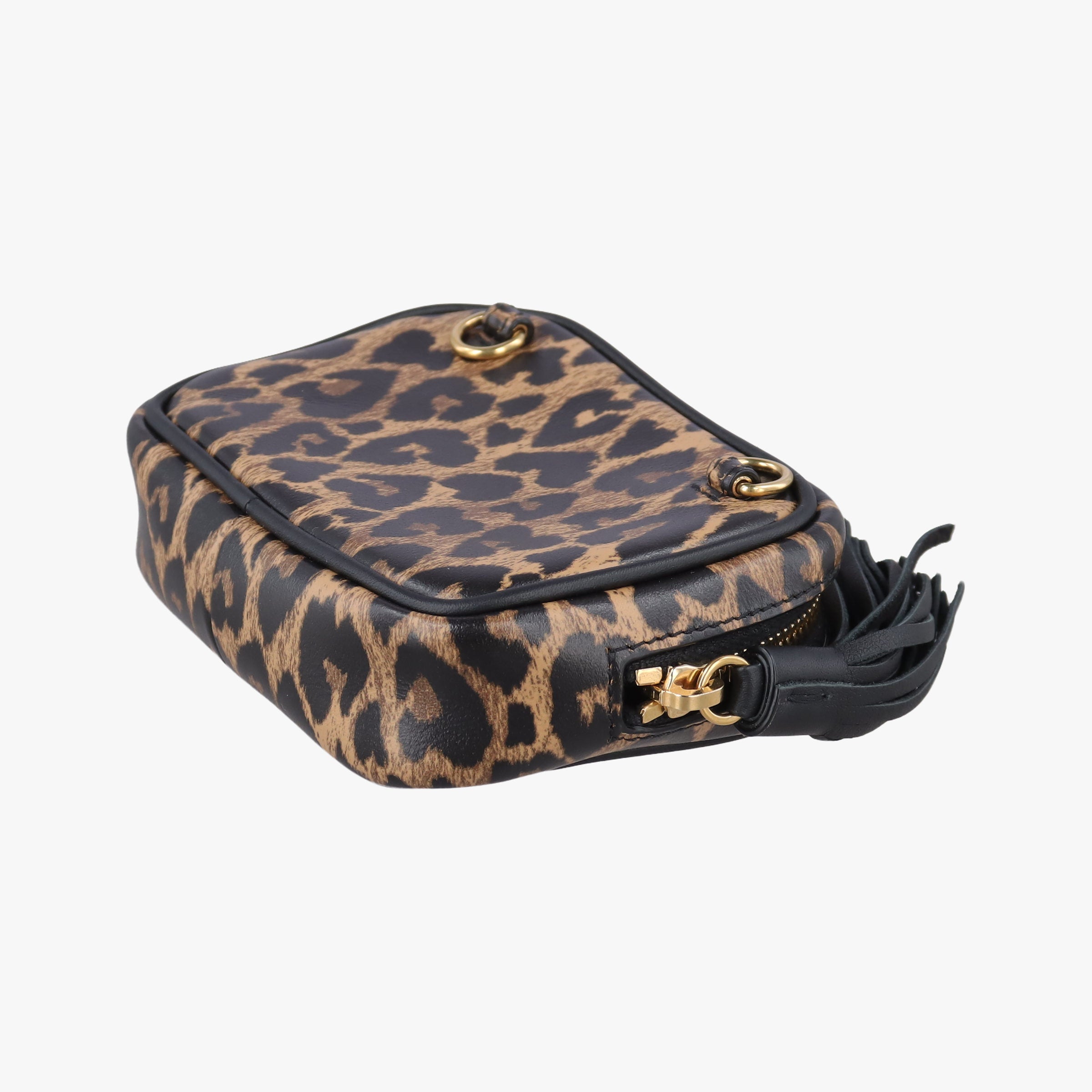 Secondhand Yves Saint Laurent Baby Lou Leopard Print Heart Black×Leopard Leather 650170 shoulderbag | stylenewstar