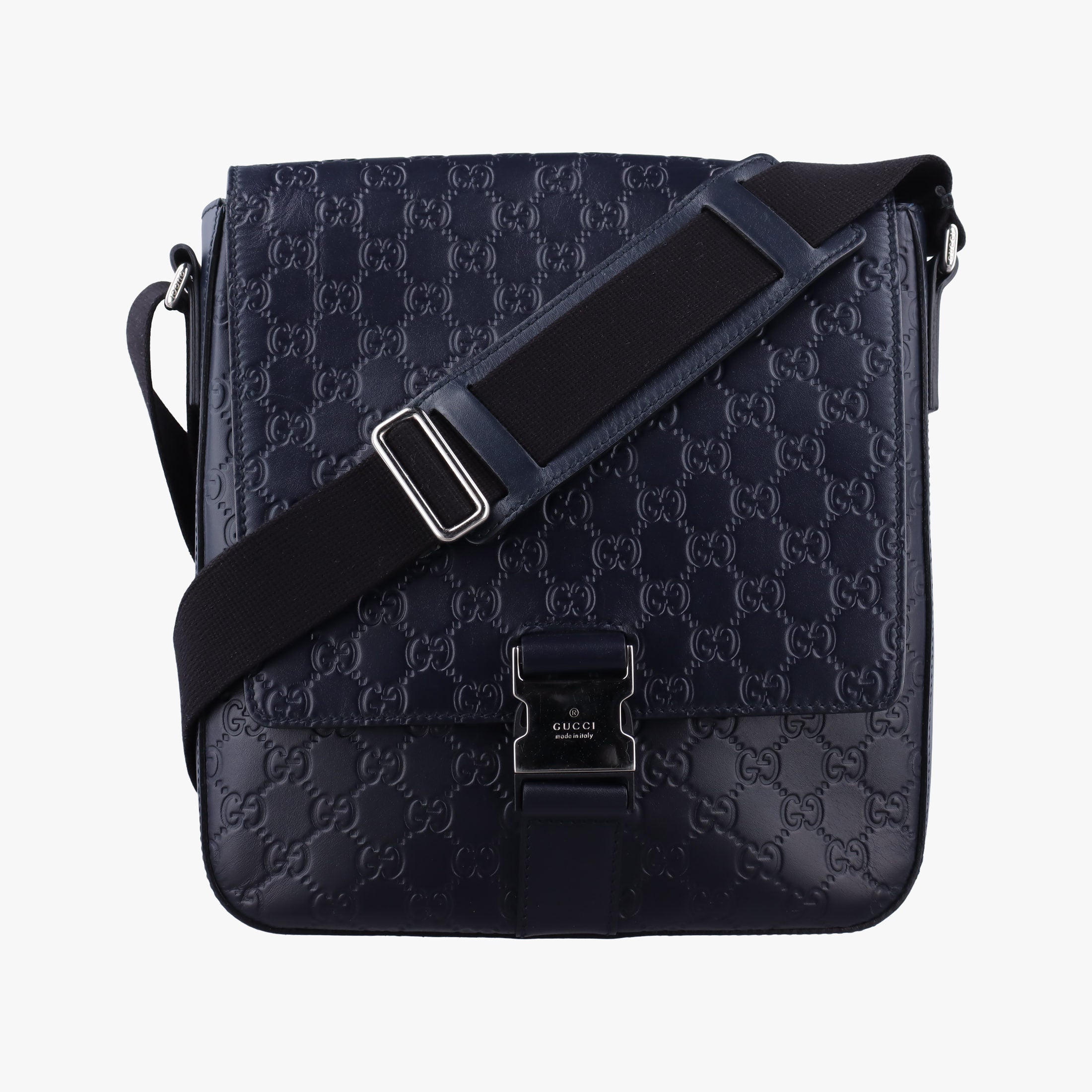 Pre-owned Gucci GG Plus GG Supreme Navy Leather 406368 shoulderbag | stylenewstar
