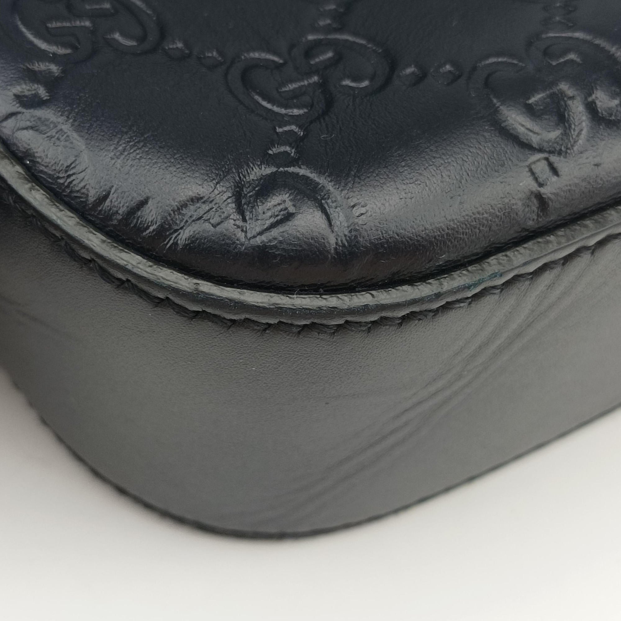 Pre-owned Gucci GG Plus GG Supreme Navy Leather 406368 shoulderbag | stylenewstar