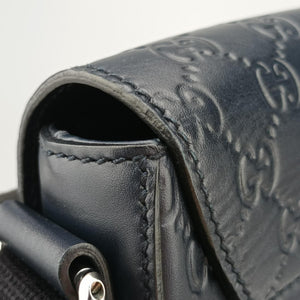 Pre-owned Gucci GG Plus GG Supreme Navy Leather 406368 shoulderbag | stylenewstar