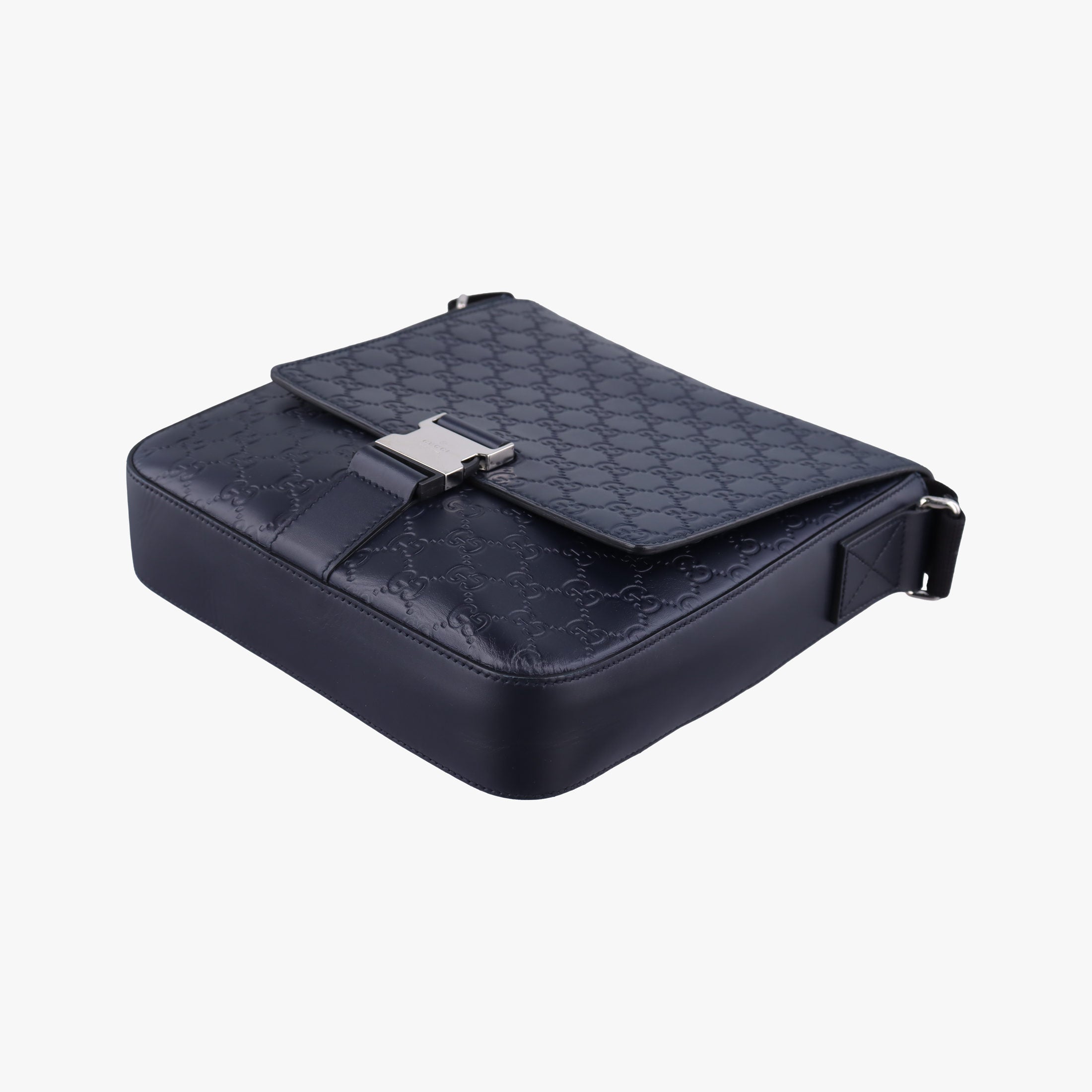 Pre-owned Gucci GG Plus GG Supreme Navy Leather 406368 shoulderbag | stylenewstar