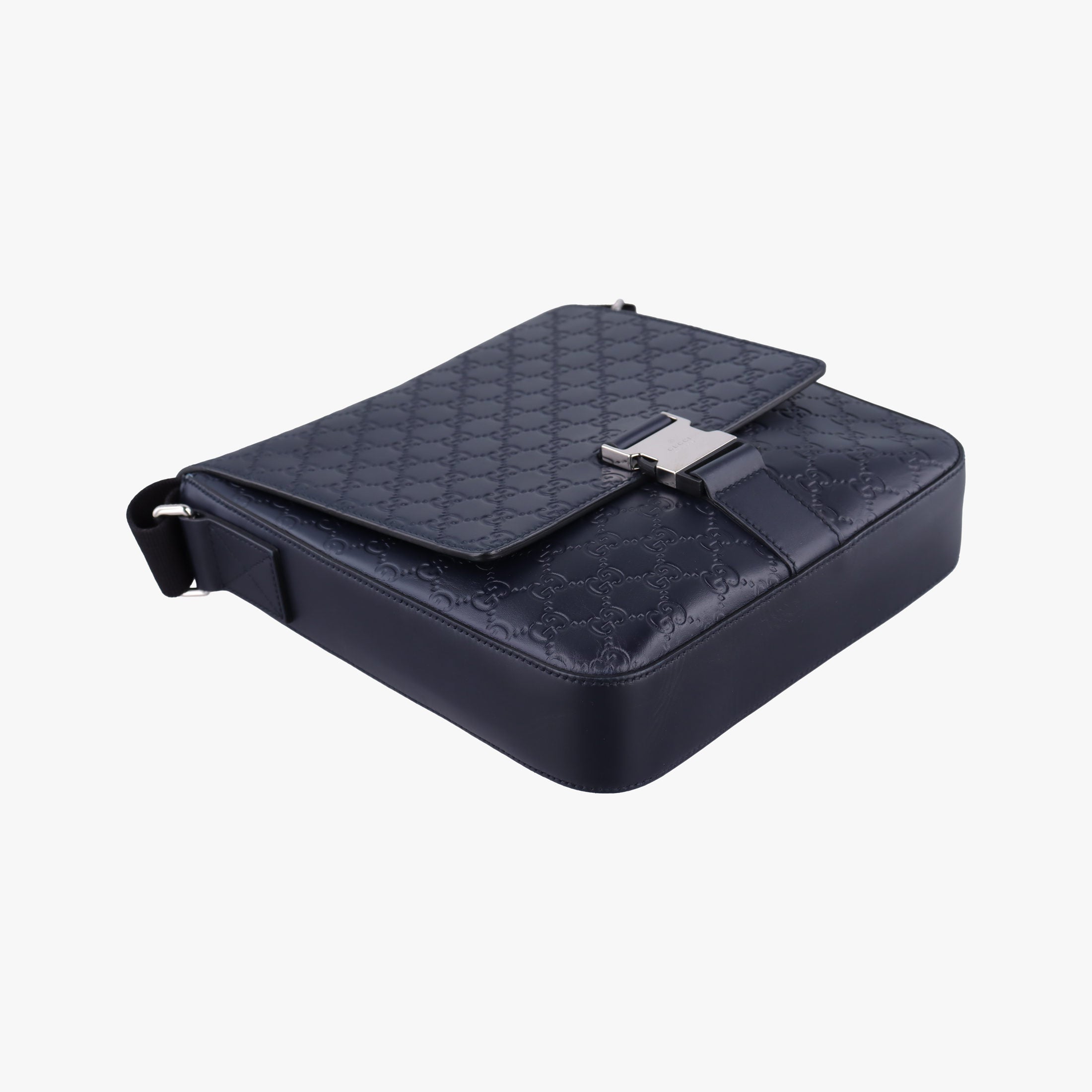 Pre-owned Gucci GG Plus GG Supreme Navy Leather 406368 shoulderbag | stylenewstar
