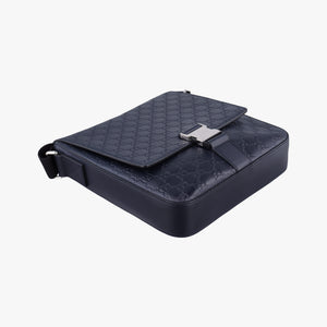 Pre-owned Gucci GG Plus GG Supreme Navy Leather 406368 shoulderbag | stylenewstar