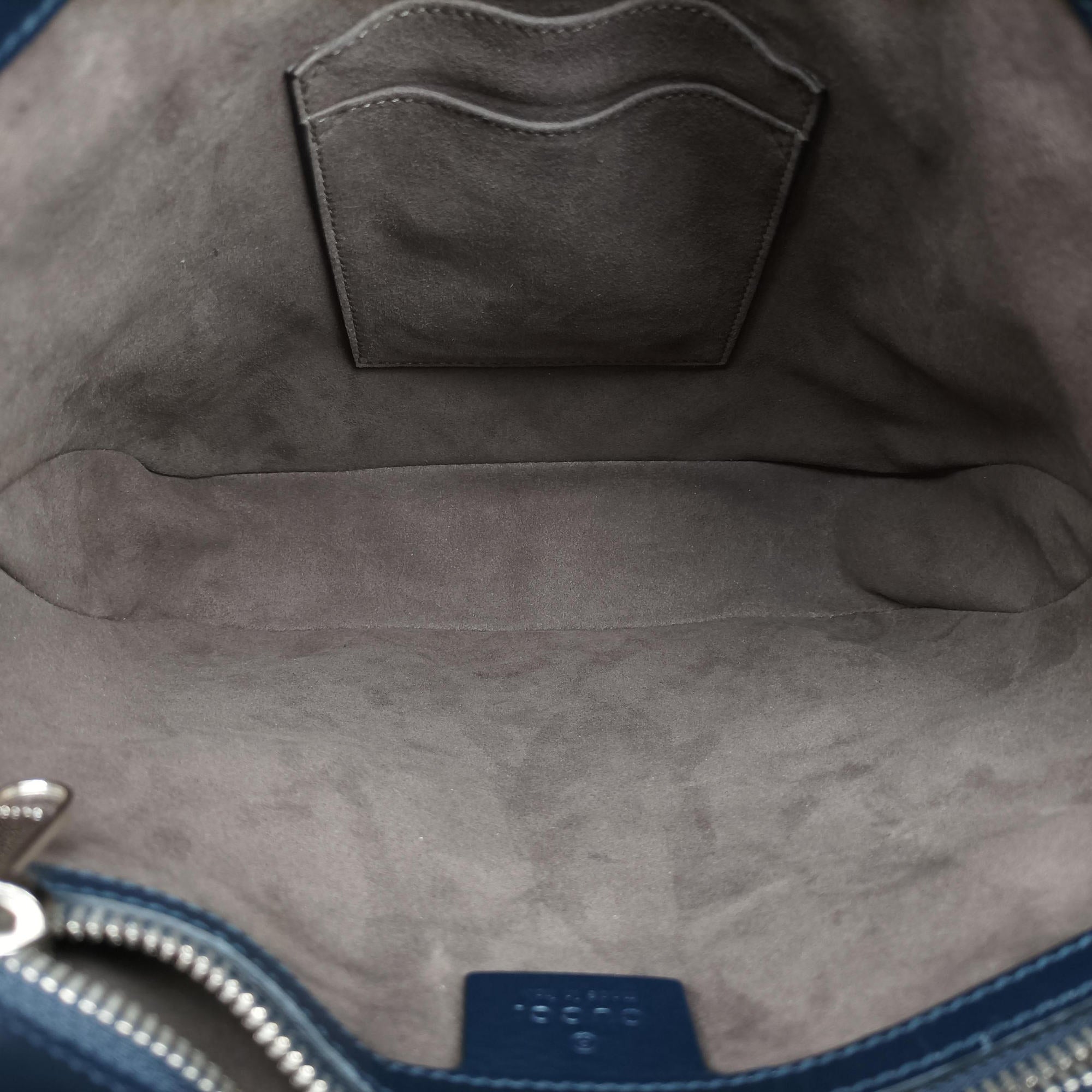 Pre-owned Gucci GG Plus GG Supreme Navy Leather 406368 shoulderbag | stylenewstar