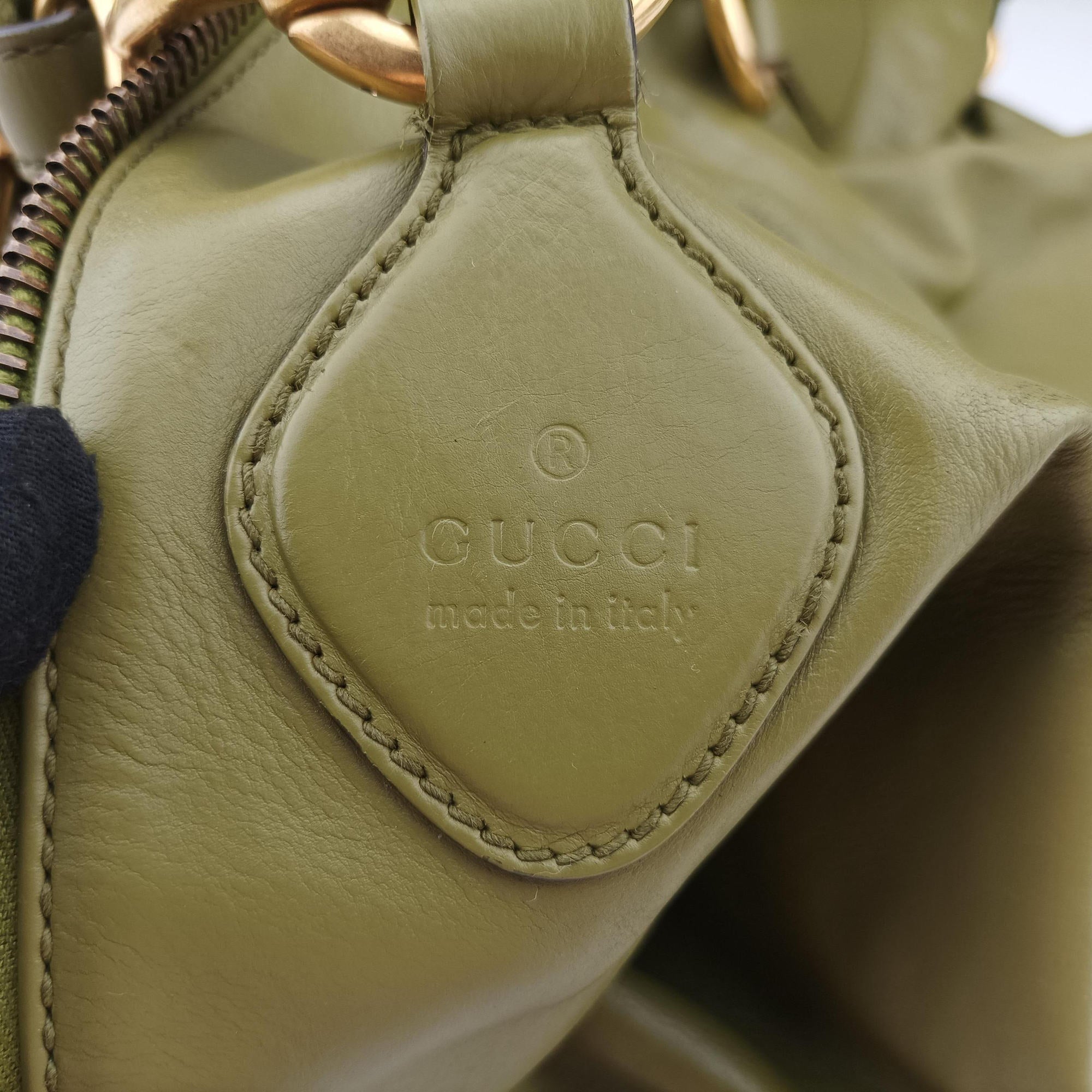 Pre-owned Gucci Horsebit hobo Green Leather 309578 handbag | stylenewstar