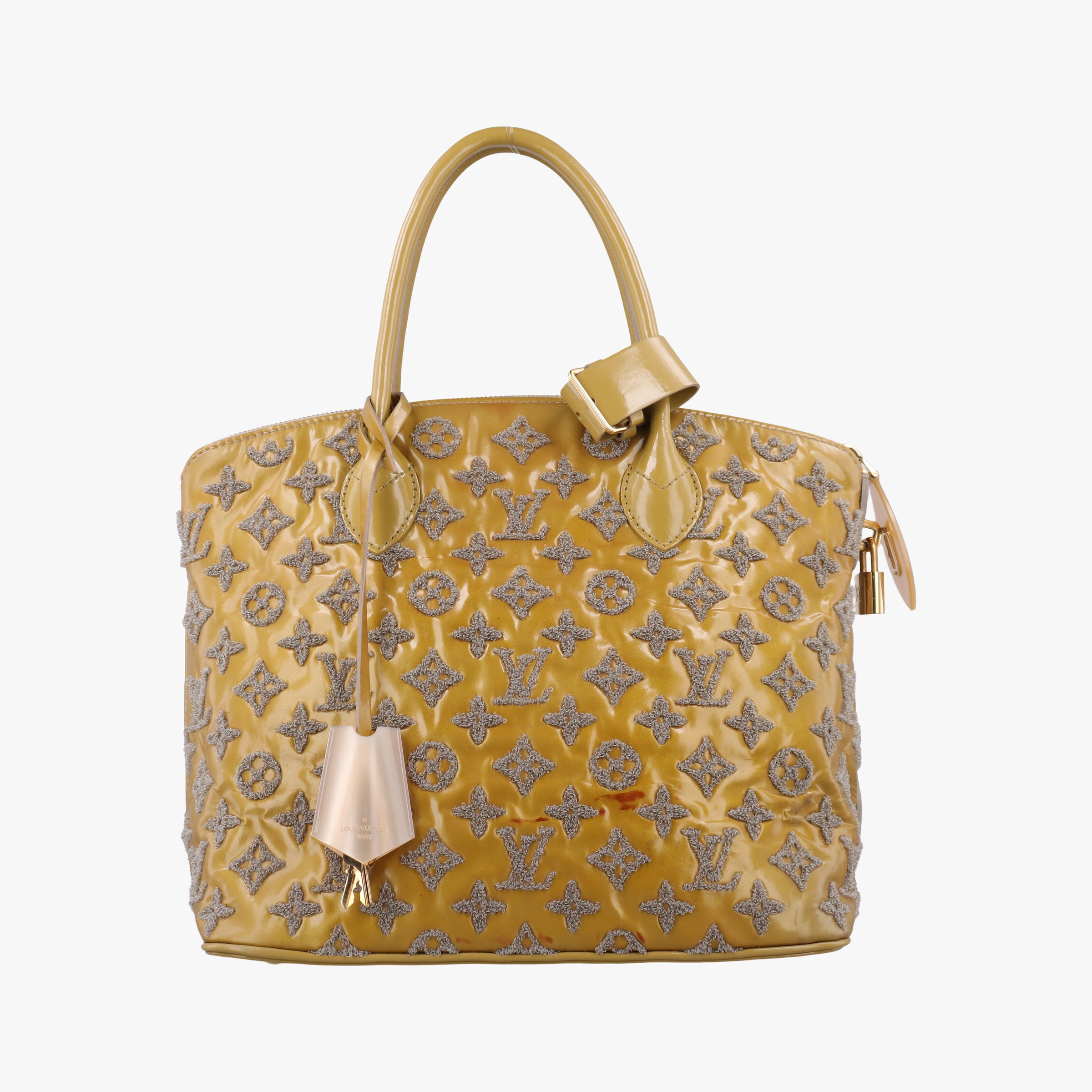 Pre-owned Louis Vuitton Lockit Booklet Gris Vernis×fabric M40601 handbag | stylenewstar